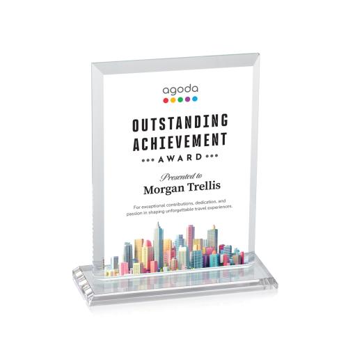 Awards and Trophies - Crystal Awards - Denison Full Color Clear Rectangle Crystal Award
