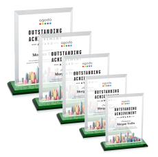 Denison Full Color Green Rectangle Crystal Award - Crystal Awards