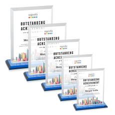 Denison Full Color Sky Blue Rectangle Crystal Award - Crystal Awards