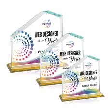 Fairmont Full Color Amber Peaks Crystal Award - Full Color Imprint
