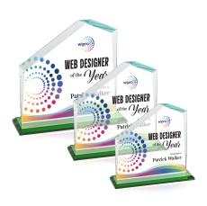 Fairmont Full Color Green Peaks Crystal Award - Crystal Awards