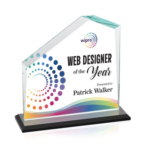 Awards and Trophies - Crystal Awards - Fairmont Full Color Black Peaks Crystal Award