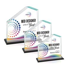 Fairmont Full Color Black Peaks Crystal Award - Full Color Imprint