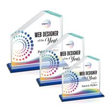 Fairmont Full Color Blue Peaks Crystal Award - Crystal Awards