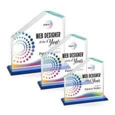 Fairmont Full Color Blue Peaks Crystal Award - Colored Crystal Awards