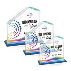 Fairmont Full Color Sky Blue Peaks Crystal Award - Crystal Awards