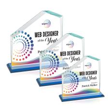 Fairmont Full Color Sky Blue Peaks Crystal Award - Awards and Trophies