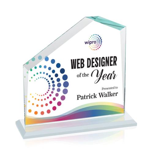 Awards and Trophies - Crystal Awards - Fairmont Full Color White Peaks Crystal Award