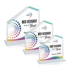 Fairmont Full Color White Peaks Crystal Award - Full Color Imprint