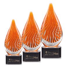 Employee Gifts - Aventura Black on Paragon Base Tear Drop Glass Award