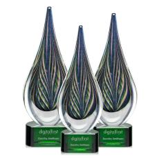 Employee Gifts - Cobourg Tear Drop on Green Base Glass Award