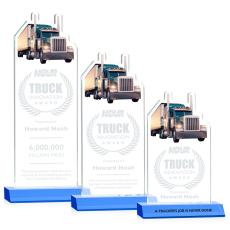 Longhaul Sky Blue Unique Crystal Award - Crystal Awards