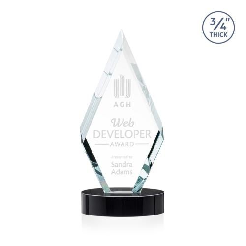 Awards and Trophies - Crystal Awards - Richmond Black on Alberton Base Diamond Crystal Award