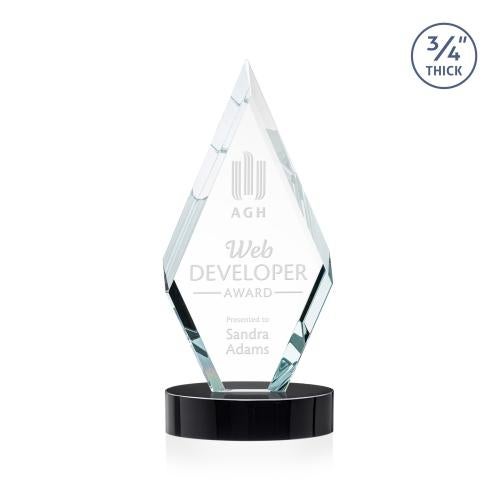 Awards and Trophies - Crystal Awards - Richmond Black on Alberton Base Diamond Crystal Award