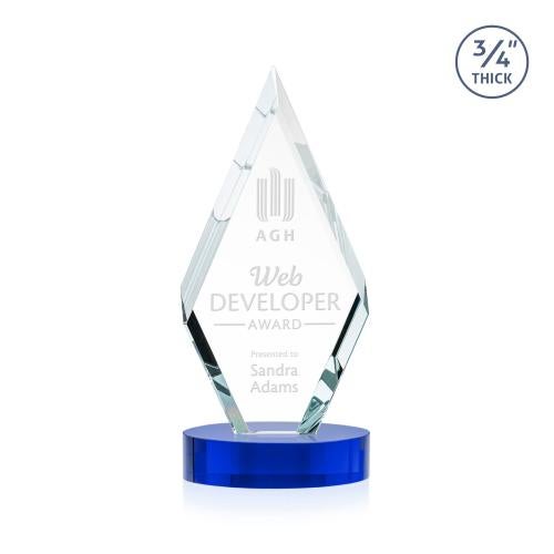 Awards and Trophies - Crystal Awards - Richmond Blue on Alberton Base Diamond Crystal Award