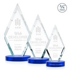 Richmond Blue on Alberton Base Diamond Crystal Award - Colored Crystal Awards