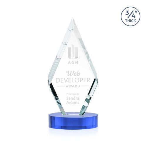 Awards and Trophies - Crystal Awards - Richmond Sky Blue on Alberton Base Diamond Crystal Award