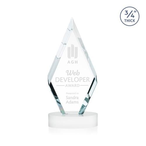Awards and Trophies - Crystal Awards - Richmond White on Alberton Base Diamond Crystal Award