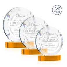 Gibralter Amber on Alberton Base Circle Crystal Award - Crystal Awards