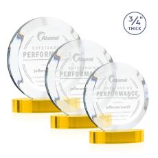 Gibralter Gold on Alberton Base Circle Crystal Award - Crystal Awards