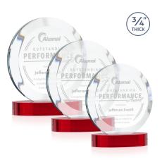 Gibralter Red on Alberton Base Circle Crystal Award - Colored Crystal Awards