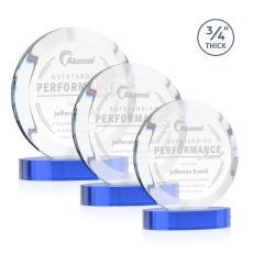 Gibralter Sky Blue on Alberton Base Circle Crystal Award - Crystal Awards