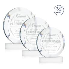 Gibralter White on Alberton Base Circle Crystal Award - Crystal Awards