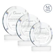 Gibralter White on Alberton Base Circle Crystal Award - Crystal Awards