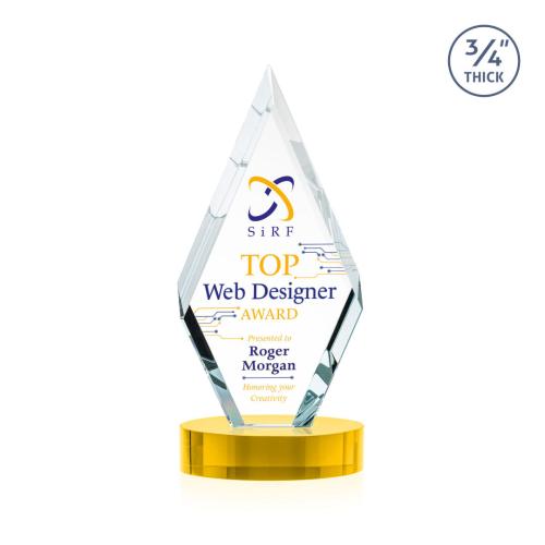 Awards and Trophies - Crystal Awards - Richmond Full Color Gold on Alberton Base Diamond Crystal Award