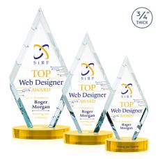 Richmond Full Color Gold on Alberton Base Diamond Crystal Award - Crystal Awards