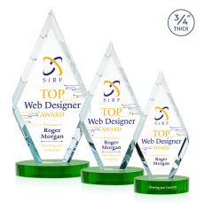 Richmond Full Color Green on Alberton Base Diamond Crystal Award - Crystal Awards