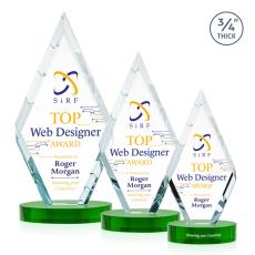 Richmond Full Color Green on Alberton Base Diamond Crystal Award - Colored Crystal Awards