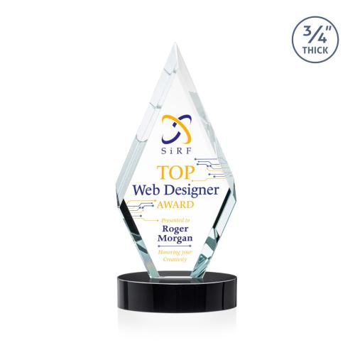 Awards and Trophies - Crystal Awards - Richmond Full Color Black on Alberton Base Diamond Crystal Award