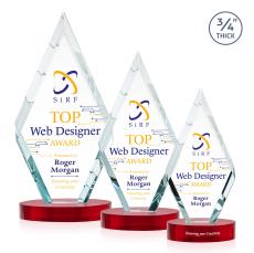 Richmond Full Color Red on Alberton Base Diamond Crystal Award - Crystal Awards