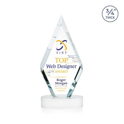 Awards and Trophies - Crystal Awards - Richmond Full Color White on Alberton Base Diamond Crystal Award