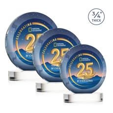 Gibralter Vividprint Clear on Alberton Base Circle Crystal Award - Full Color Imprint
