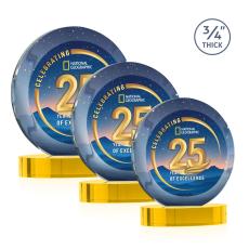 Gibralter Vividprint Gold on Alberton Base Circle Crystal Award - Awards and Trophies