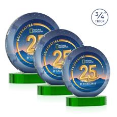 Gibralter Vividprint Green on Alberton Base Circle Crystal Award - Crystal Awards