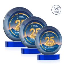 Gibralter Vividprint Blue on Alberton Base Circle Crystal Award - Crystal Awards