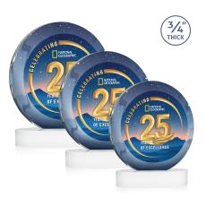 Gibralter Vividprint White on Alberton Base Circle Crystal Award - Crystal Awards