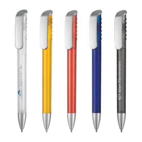 Promotional Products - Writing Instruments - Plastic Pens - Top Spin Silver Pen