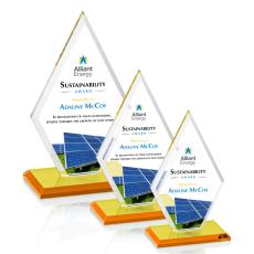 Tuscany Full Color Amber Diamond Crystal Award - Diamond Awards