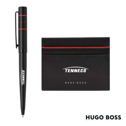 Promotional Products - Writing Instruments - Pen Sets - Hugo Boss® Gear Card Holder/Ribbon Matrix Ballpoint Pen