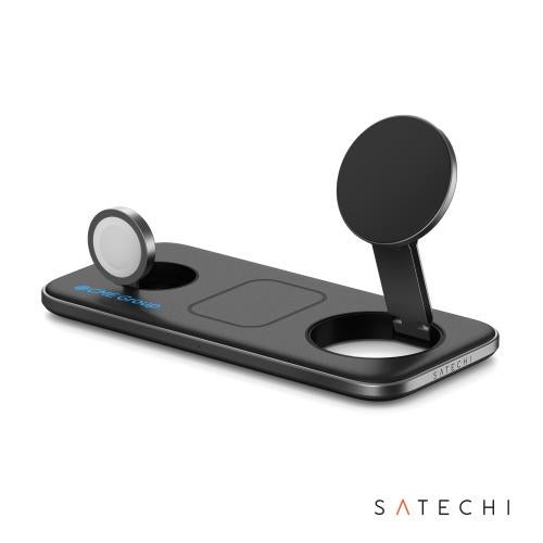 Promotional Products - Tech & Accessories  - Power Banks - SATECHI&reg; Qi2 Trio Wireless Charging Pad w/Type A,C,G Plugs 