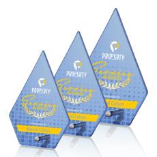 Atchison Blue Full Color Silver Diamond Glass Award - Glass Awards