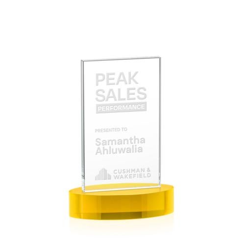 Awards and Trophies - Crystal Awards - Heathrow Gold on Alberton Base Rectangle Crystal Award