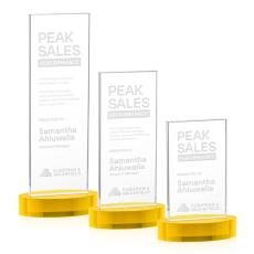 Heathrow Gold on Alberton Base Rectangle Crystal Award - Awards and Trophies