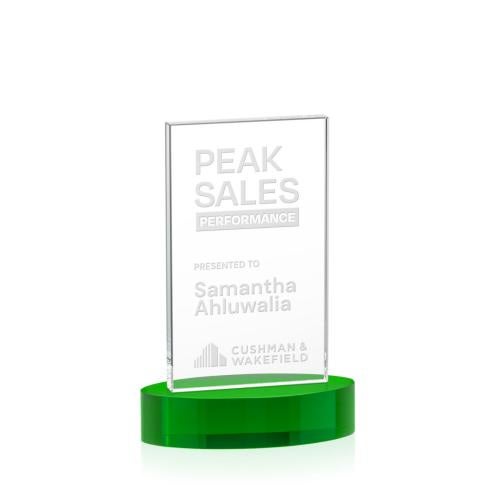 Awards and Trophies - Crystal Awards - Heathrow Green on Alberton Base Rectangle Crystal Award