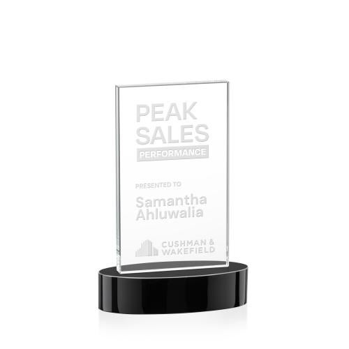 Awards and Trophies - Crystal Awards - Heathrow Black on Alberton Base Rectangle Crystal Award