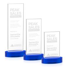 Heathrow Blue on Alberton Base Rectangle Crystal Award - Awards and Trophies